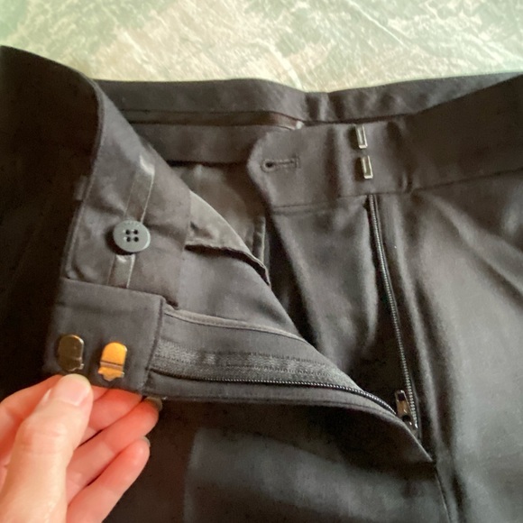 Theory Black Wool-Blend Wide Leg Crop Pants - Picture 3 of 9